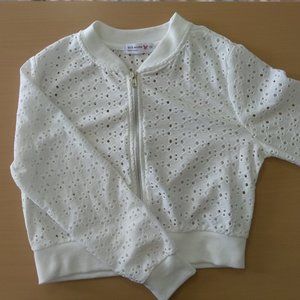 Knit Works - White zip up jacket for girls